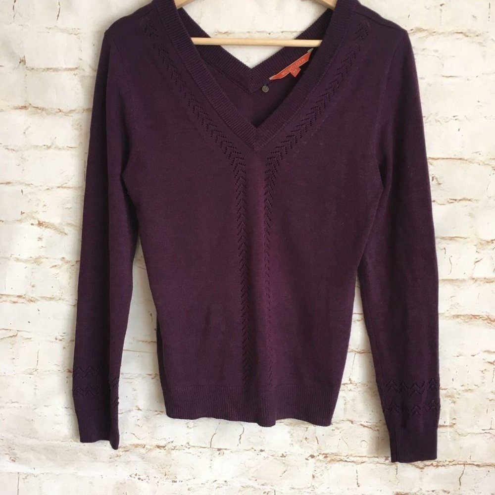 Modcloth XS Purple V-Neck Long Sleeve Pullover Sweater